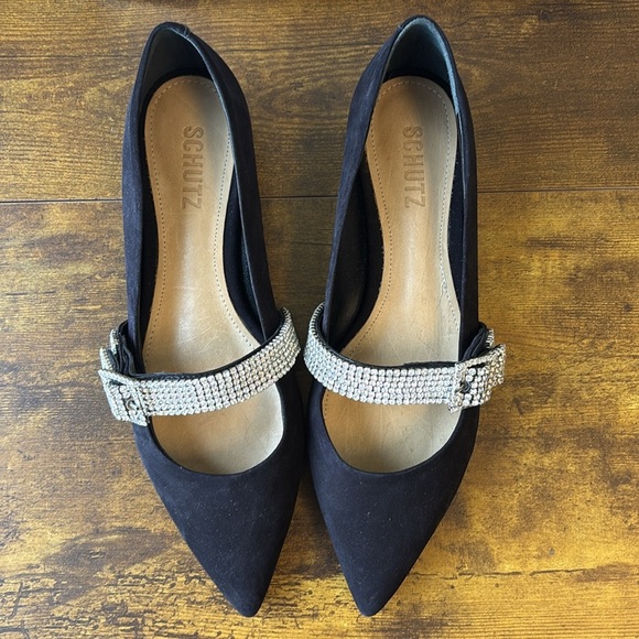 SCHUTZ Black Nubuck Tishara Flats 9 - Picture 4 of 9